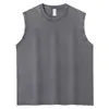 Camiseta sem mangas Vintage Lavada de Verão Colete Retro Americano Camada Base Masculina Solta Tendência Cor Sólida Camiseta Masculina