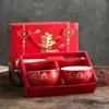 Dragão Fênix Ano Novo Tigela da Longevidade Tigela Vermelha Aniversário de Pessoa Idosa Gravação Queimada Tigela de Presente de Retorno Rebite Conjunto de Caixa de Presente para Banquete de Longevidade Atacado