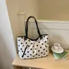 Bolsa Tote de Lunares para Mujer 2026 Nueva Tendencia Gran Capacidad Bolso de Hombro y Axila Casual Versátil Bolsa para Estudiante Universitario