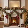 Guirlanda de Natal Artificial Transfronteiriça com Frutas Vermelhas para Decoração de Parede e Mesa de Jantar, Guirlanda Artificial Atacado em Estoque