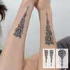 Conjunto Popular de Tatuagem Temporária de Henna Herbal da Temu, À Prova d'Água e Duradouro, Estilo Tribal Tradicional, Flores Geométricas para o Dorso da Mão e Braço