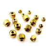Aço Inoxidável Ouro 18K Padrão Diagonal Contas com Furo Passante Aço Titânio Malha Contas Abacaxi Pulseira Colar DIY Acessórios de Joias com Contas