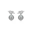 Pendientes de botón Retro Franceses Pequeños Grises Frijol Gris Frío Perla para Mujer Lujo Ligero Nicho Moda de Gama Alta Accesorios de Pendientes Nudosos