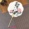 Leque retro cultural e criativo estilo chinês, leque redondo tradicional de panda, leque de papel com designs criativos de frutas, leque de mão Hanfu