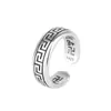 Anillo con Patrón de Gran Muralla Mantra de Seis Palabras, Anillo Budista Tailandés de Plata, Estilo Chino Vintage, Acabado Envejecido, en Stock para Dropshipping
