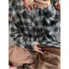 Camisa de manga larga a cuadros en blanco y negro transfronteriza para hombre, diseño retro americano de moda para otoño, chaqueta camisa casual de corte holgado