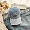 Gorra de Béisbol Bordada de Estilo Americano con Ala Ancha y Circunferencia de Cabeza Grande, Gorra de Béisbol de Mezclilla Lavada Vintage con Letras, Protección Solar Casual