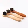 Cepillo para zapatos de crin de caballo con mango largo de madera de haya, cepillo bicolor marrón, mango de madera, cabeza redonda pequeña, cepillo de crin para aplicación de betún, directo de fábrica
