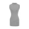 Vestido Chaleco Sin Mangas de Cachemira con Cuello Medio Alto para Mujer, Estilo Europeo y Americano de Verano, Vestido Bodycon Sexy Ajustado al Cuerpo