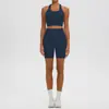 Nuevo Conjunto de Yoga Sensation de Piel Espalda Cruzada Shorts de Fitness de Cintura Alta Set Deportivo Fitness Running para Mujer
