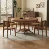 Mesa y Sillas de Comedor de Madera Maciza Estilo Americano, Juego de 1.2m para 4-6 Personas, Mesa Redonda de Madera de Fresno Blanco, Estilo Vintage, Adecuado para Hogares Pequeños