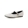 Couro bovino de primeira camada, pegado à mão! Sapatilhas Mary Jane minimalistas de fivela única 2026 Outono bico redondo salto baixo sapatos únicos