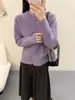 Cardigan Suéter de Tricô Macio de Alta Qualidade Estilo Coreano para Mulheres 2026 Novo Gola Redonda Estilo Preguiçoso Primavera e Outono Casaco