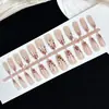 Uñas Portátiles Hechas a Mano Otoño Invierno Año Nuevo Navidad Nude Lujo Ligero Degradado Alta Gama Blanqueamiento Estampado de Leopardo Lámina de Oro Arte de Uñas Puntas de Uñas