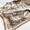 Bufanda de Pintura de Paisaje Guofeng Bufanda de Mapa de Moda Bufanda Cuadrada Grande de 90 cm Bufanda para la Cabeza de Seda Sarga Chal Elegante Versátil para Mujer
