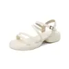 Nuevos Zapatos Casuales de Plataforma Gruesa Tipo Mocasín 2024 Sandalias Simples de Tira Fina con Punta Abierta Zapatos de Tacón Grueso Medio 33-43 Zapatos de Comercio Exterior para Mujer