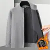 Cárdigan de Punto Rayado con Cuello Alto para Hombre de Otoño e Invierno con Forro Polar Agregado Chaqueta de Suéter Engrosada Casual Cálida Chaqueta Superior para Hombre