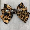 Horquilla con lazo y estampado de leopardo para mujer, tocado de alta gama, elegante, con lazo medio, pinza para el pelo con resorte, pinza superior para niña
