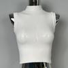 Corea del Sur Dongdaemun Nuevo Producto Encanto Natural ~ Sexy Femenino Hombro Descubierto Cuello Semi-alto Ligeramente Transparente Sin Mangas Camiseta se