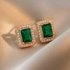Pendientes Cuadrados de Moda Retro con Pedrería, Estilo Europeo y Americano, Exquisitos de Estilo de Corte, Pendientes Elegantes y de Alta Gama para Mujer