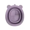 Tazón de Limpieza Plegable de Silicona para Esponjas de Maquillaje, Beauty Blender, Brochas de Maquillaje, Herramienta de Limpieza, Tazón de Limpieza Plegable Ovalado de Silicona