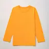 Roupa Infantil Camiseta Infantil de Gola Redonda Manga Longa 2025 Outono Nova Camisa Básica Infantil 100% Algodão Cor Lisa Camisa de Publicidade