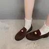 [Suyin] Versión de Piel de Vaca ~ Mocasines Slip-On Retro de Monedas Doradas Pequeñas para Mujer Estilo Británico Zapatos Pequeños de Cuero