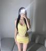 2 Colores] Nuevo Bikini Sexy Degradado Fresco Hoja de Loto Adelgazante Vacaciones Playa Spa Traje de Baño Falda Dividida