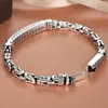 Pulseira Masculina Estilo Artístico Retrô Padrão Ping'an Huiwen Personalizada Tendência Dominante Única Toque de Luxo Acessório de Presente Envelhecido
