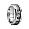 Amazon Supply Anillo Personalizado de Acero de Tungsteno para Hombre Mariposa Plateada Anillo con Fondo Azul Accesorios Joyería de Tungsteno Epoxi