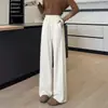 Pantalones de lana forrados de forro polar para mujer, pierna ancha, nuevos para otoño e invierno 2026, estampado de espiga, adelgazantes, holgados, rectos, casuales, hasta el suelo