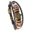 Pulseira de Couro Trançado Estilo Retrô, Unissex, Multicamadas com Contas, Ajustável, Joia de Mão Fashion e Personalizada, Bestseller Transfronteiriço