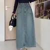 Falda vaquera vintage talla grande para mujer, verano, para figuras curvilíneas en forma de pera, que cubre la cadera, de cintura alta, línea A, de longitud media, falda ajustada al cuerpo