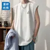 Camiseta colete 100% algodão puro estilo masculino e feminino moderna solta versátil sem mangas casual camiseta sem mangas T-shirt moderna