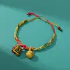 Festival do Meio do Outono Pulseiras Coloridas de Cordão com Bolinhas Bordadas Feitas à Mão para Homens e Mulheres, Pulseiras Festivas Trançadas de Fio de Cinco Cores para Casais, Atacado do Fabricante