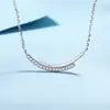 Collar de Plata de Ley S925 con Moissanita para Mujer con Línea de Diamantes Sonrientes Cadena para Clavícula, Sensación Simple y Fresca, Regalo para Mejores Amigas