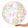 Globo de lentejuelas de 18 pulgadas con red de confeti rojo, rosa y dorado, globo de látex transparente.