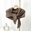 Cachecol triângulo de outono e inverno, xale de lã tricotado, cachecol externo feminino, cachecol, cachecol, versátil, dois xales vazados, capa