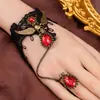 Nuevo Collar de Encaje de Moda Exagerada Europea y Americana Flor de Rosa Negra Colgante de Piedra Preciosa Gargantilla Tendencia Hip-Hop