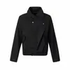 Chaqueta Coreana Cleanfit Estilo Old Money Oversized de Doble Botonadura con Cuello Alto y Cremallera Corta para Hombres y Mujeres