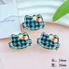 Lindo nuevo accesorio para el cabello de Pascua y Invierno, cabeza de gato KT a cuadros de acrílico, material de parche para horquilla DIY, venta al por mayor