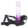 Tapón Anal de Cristal Bicolor Color Mixto Pene Artificial Dispositivo de Masturbación Femenina Productos Sexuales para Adultos Venta al por Mayor