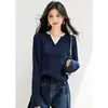 Suéter de Punto con Bloques de Color, Cuello en V, Estilo Falso Dos Piezas, Estilo Americano, para Mujer, Manga Larga, Nuevo Estilo Perezoso de Otoño, Top Básico Versátil