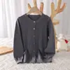 Cardigans Infantis de Gola Redonda para Meninos e Meninas, Camisas Pequenas Estilosas para Outono e Inverno, Jaquetas de Tricô, Tops Macios e Amigáveis à Pele