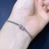 Pulseira de Água-Marinha Natural com Pedra Principal 4*6mm, Cravação em Prata S925, Processo de Galvanoplastia, Conserva a Cor e Não Desbota!