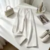 Calça pantalona de algodão macio anti-rugas para mulheres, novo estilo primavera e outono 2026, cintura alta, modelagem que afina, com caimento fluido, solta, calça social casual