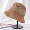 Sombrero de paja tejido a mano para mujer, estilo japonés, de verano, combinable, de ala ancha, que cubre la cara, plegable, para playa