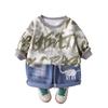 Conjunto de Otoño para Niño 2025 Nuevo Sudadera Elegante con Cadena de Letras para Niños Conjunto de Dos Piezas Ropa de Primavera y Otoño para Bebé a la Moda
