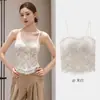 Camisola de encaje de espina de pez estilo francés para mujer con copas, soporte lateral para el busto, corte ajustado, tejido cepillado, top base amigable con la piel