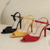 Comércio Exterior Tamanho Grande Sapatos de Salto Alto Europeus e Americanos Femininos Moda Verão 2024 Boca de Peixe Salto Agulha com Fivela Sandálias Femininas Sexy de Dedo Aberto